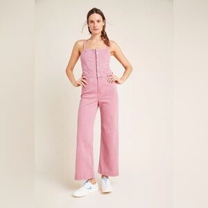 NWT Paige Anessa Cropped Denim Jumpsuit in Rasberry